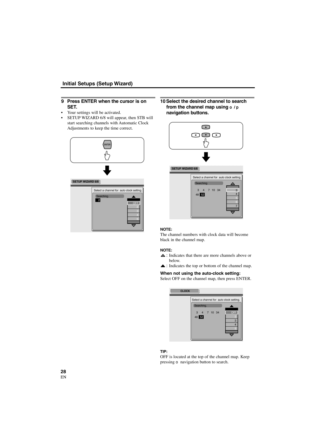 Sylvania 6900DTD owner manual Press Enter when the cursor is on SET, When not using the auto-clock setting 