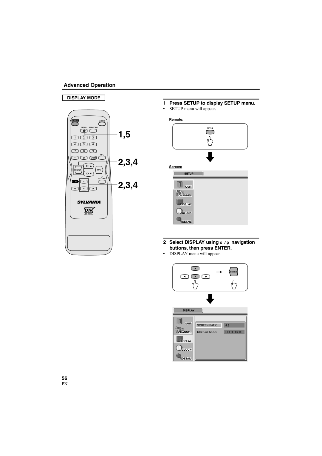 Sylvania 6900DTD owner manual Display Mode 