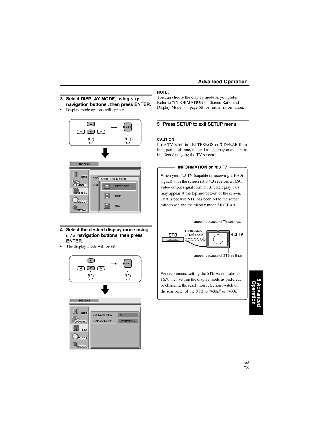 Sylvania 6900DTD owner manual Display mode will be set, Information on 43 TV, Stb 