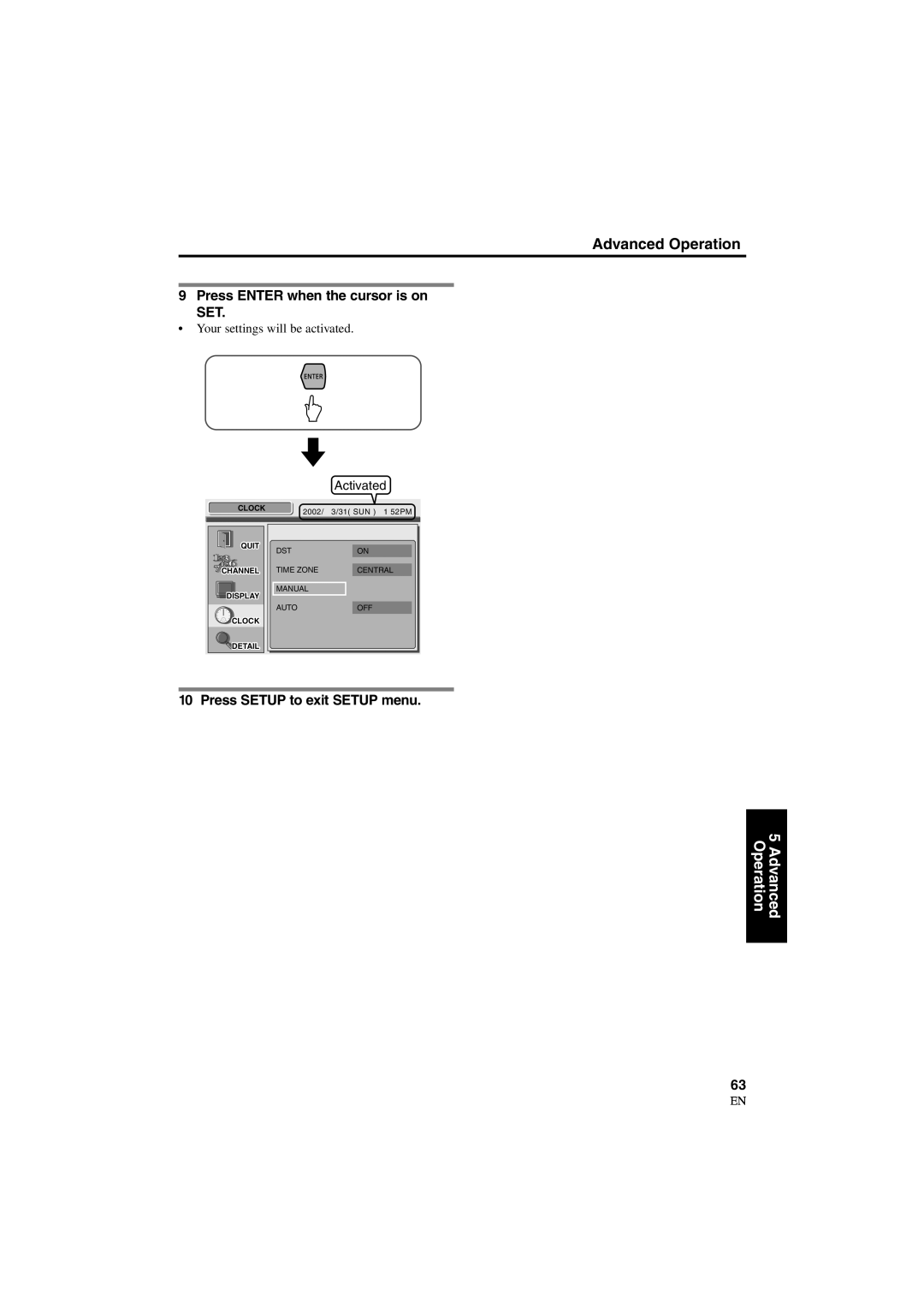 Sylvania 6900DTD owner manual Your settings will be activated, Activated 