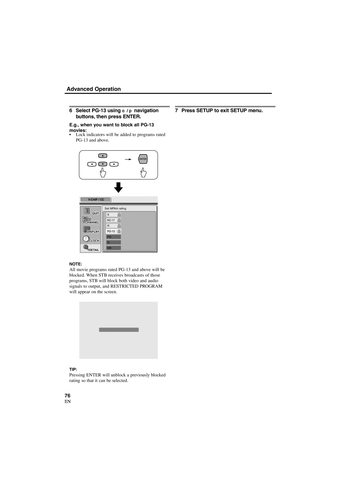 Sylvania 6900DTD owner manual When you want to block all PG-13 movies 