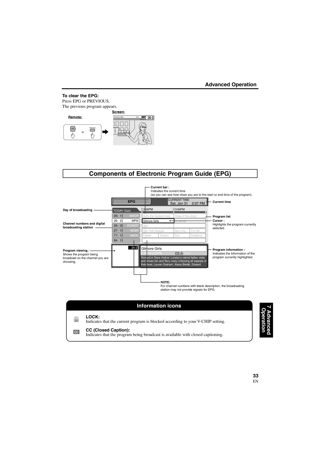 Sylvania 6900DTE owner manual Components of Electronic Program Guide EPG, To clear the EPG 