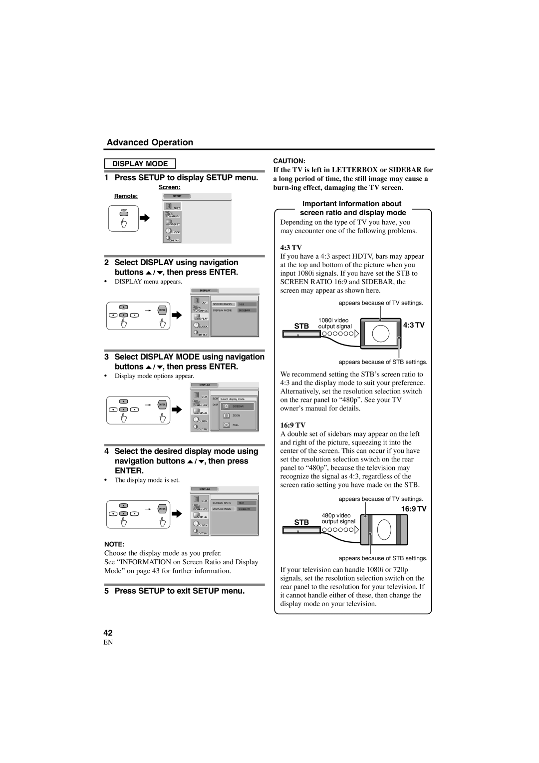 Sylvania 6900DTE owner manual Display Mode, Important information about screen ratio and display mode, 43 TV, 169 TV 