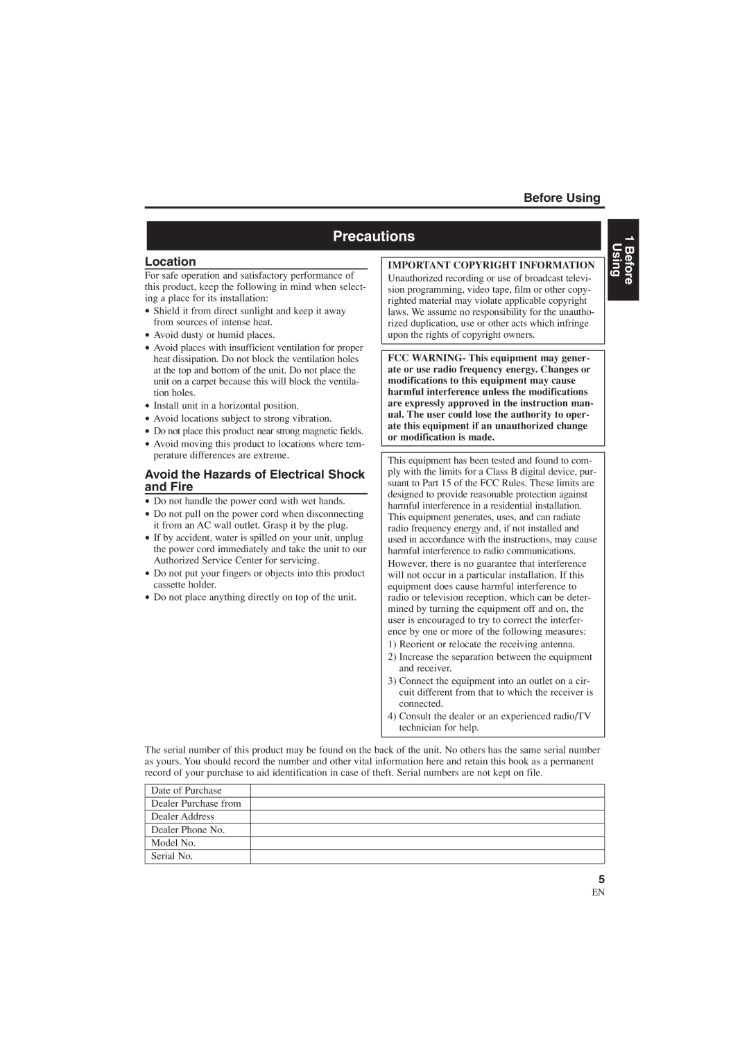 Sylvania 6900DTE owner manual Precautions, Location 