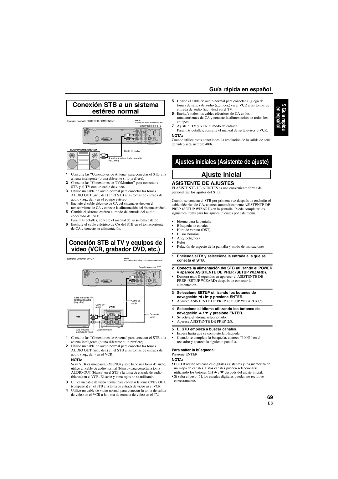 Sylvania 6900DTE owner manual Conexión STB a un sistema Estéreo normal, Ajuste inicial 