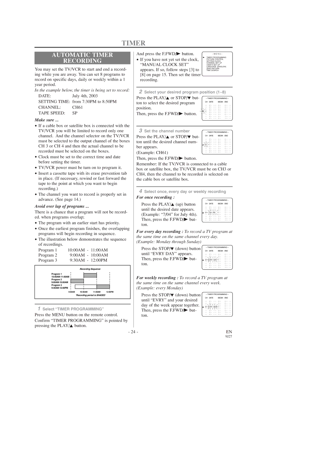 Sylvania C6309CD owner manual Automatic Timer, Recording 