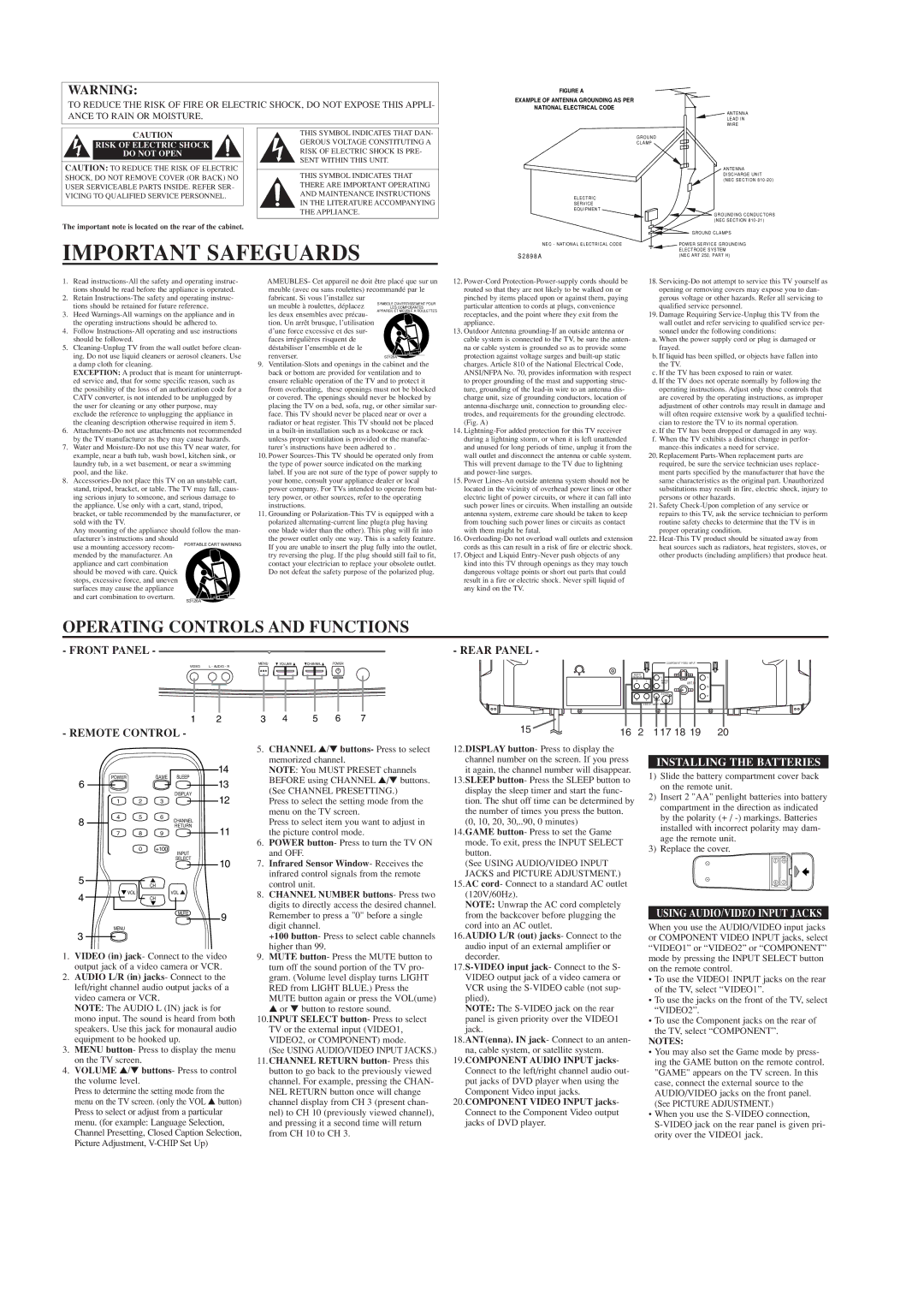 Sylvania C6432TD owner manual Installing the Batteries, Volume / buttons- Press to control the volume level 