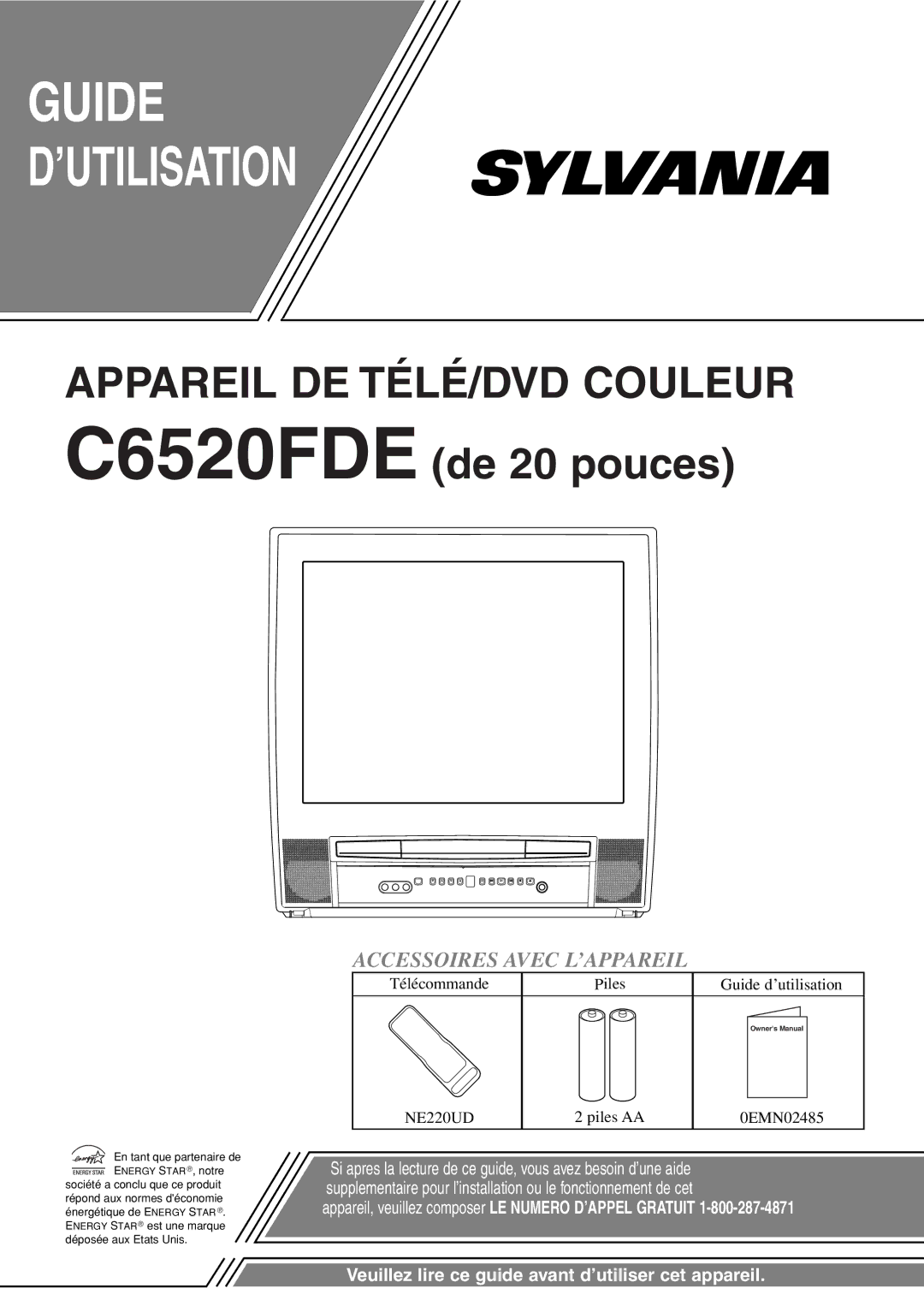 Sylvania C6520FDE owner manual Guide ’UTILISATION, Accessoires Avec L’APPAREIL 