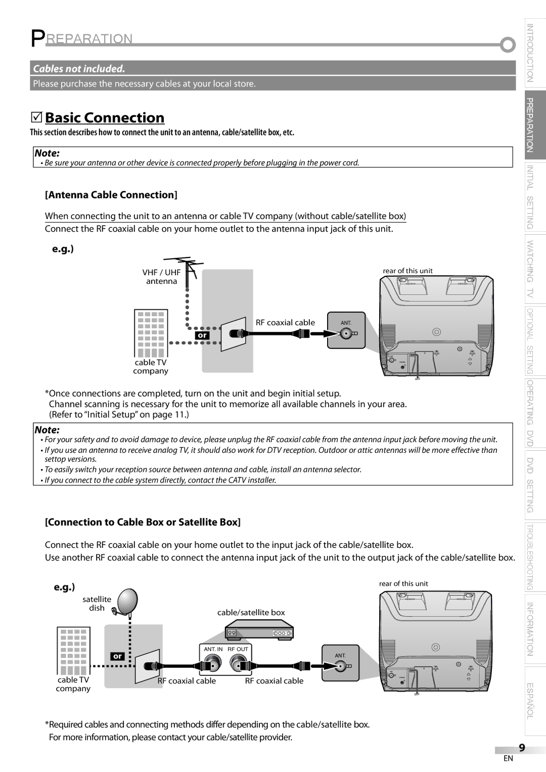 Sylvania CD130SL8 owner manual Preparation, 5Basic Connection 