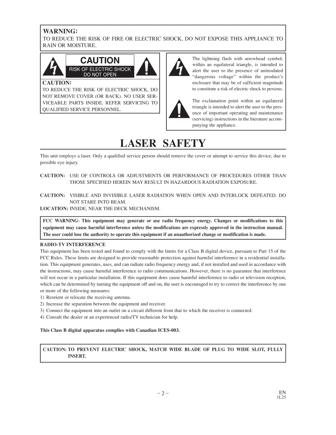 Sylvania CDVC800D owner manual Laser Safety 