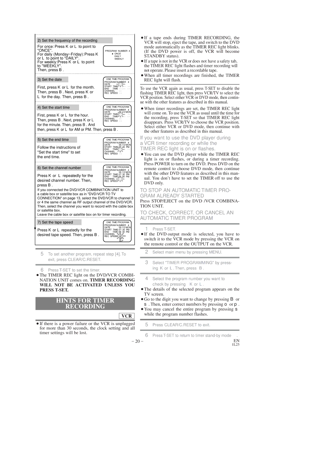 Sylvania CDVC80DP owner manual Hints for Timer, To Stop AN Automatic Timer PRO- Gram Already Started 