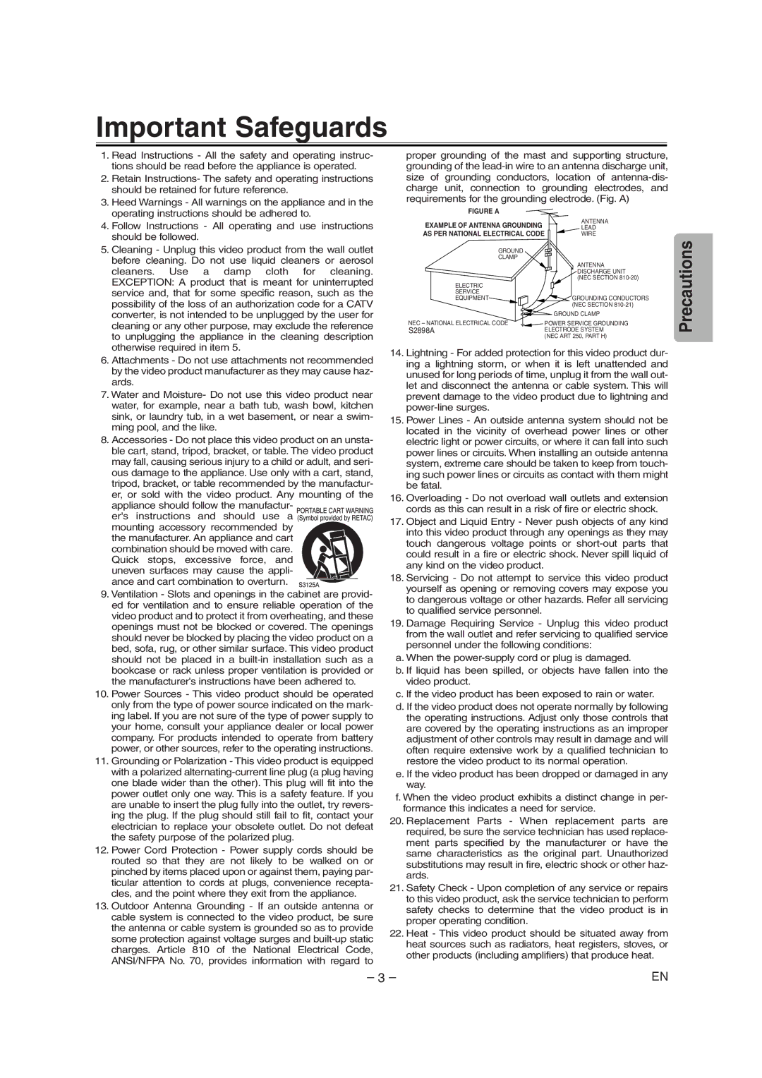 Sylvania CDVC90DP owner manual Important Safeguards 