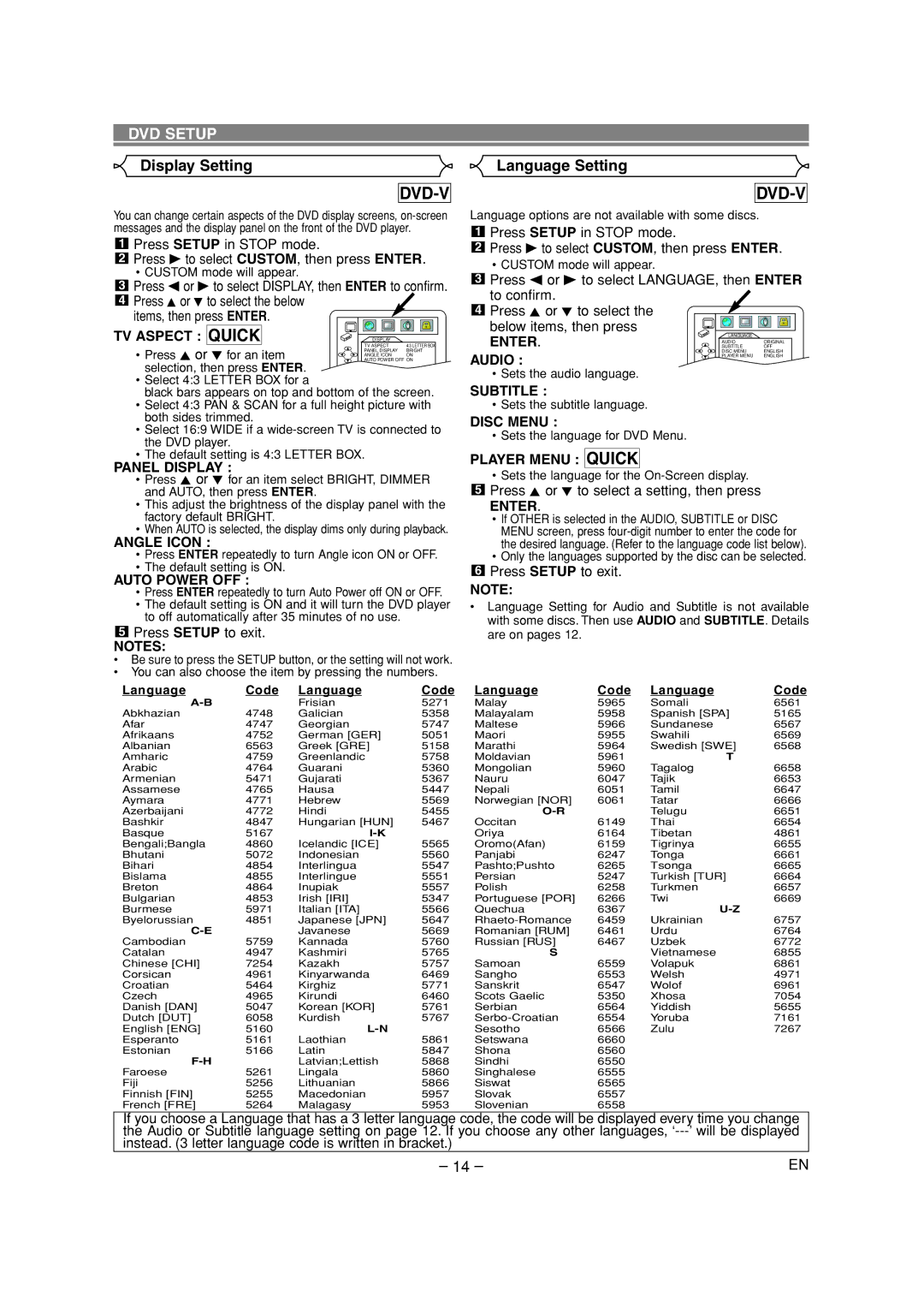 Sylvania CDVL100D owner manual Display Setting 