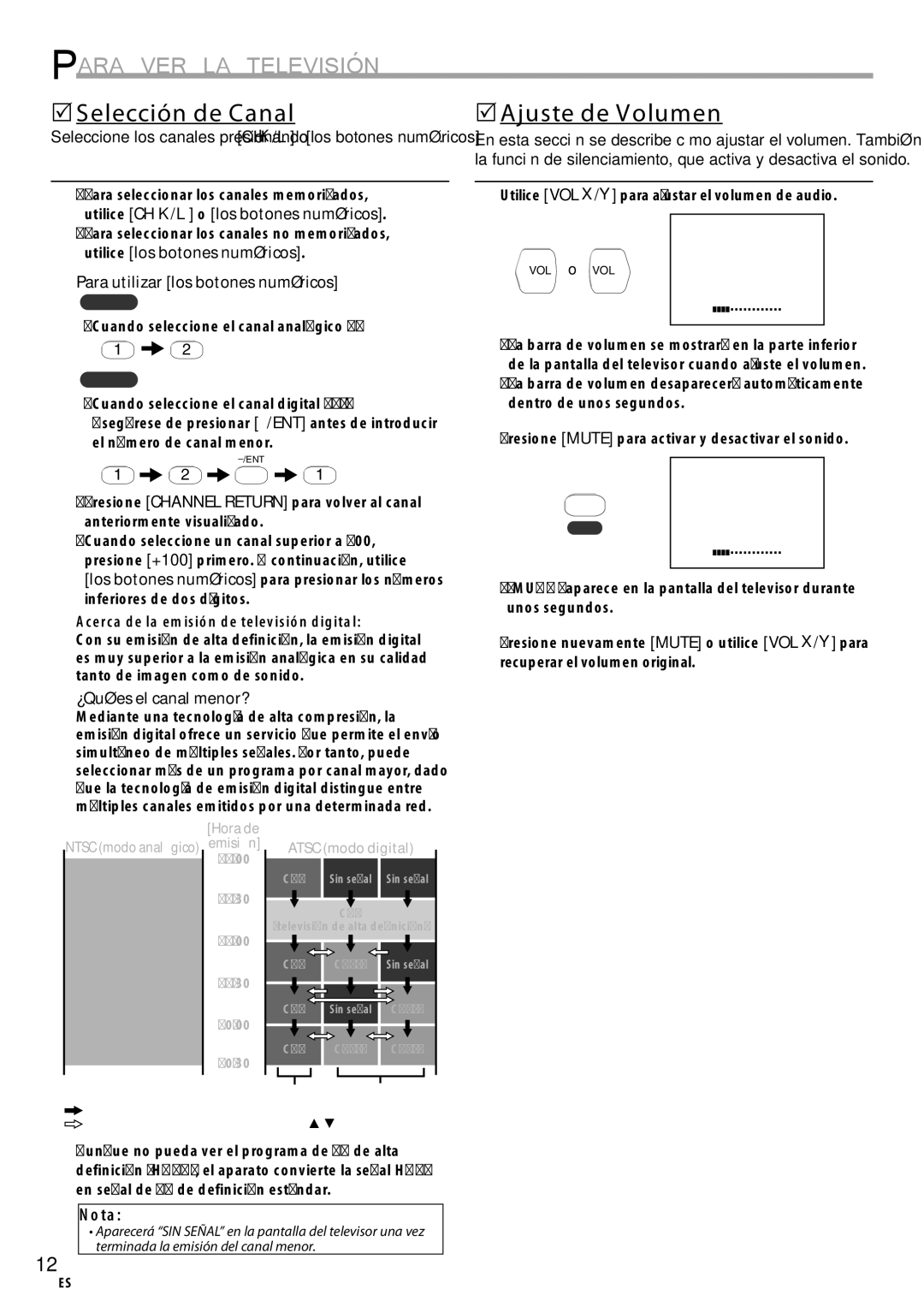 Sylvania CR202SL8 Para VER LA Televisión, 5Selección de Canal, 5Ajuste de Volumen, Para utilizar los botones numéricos 