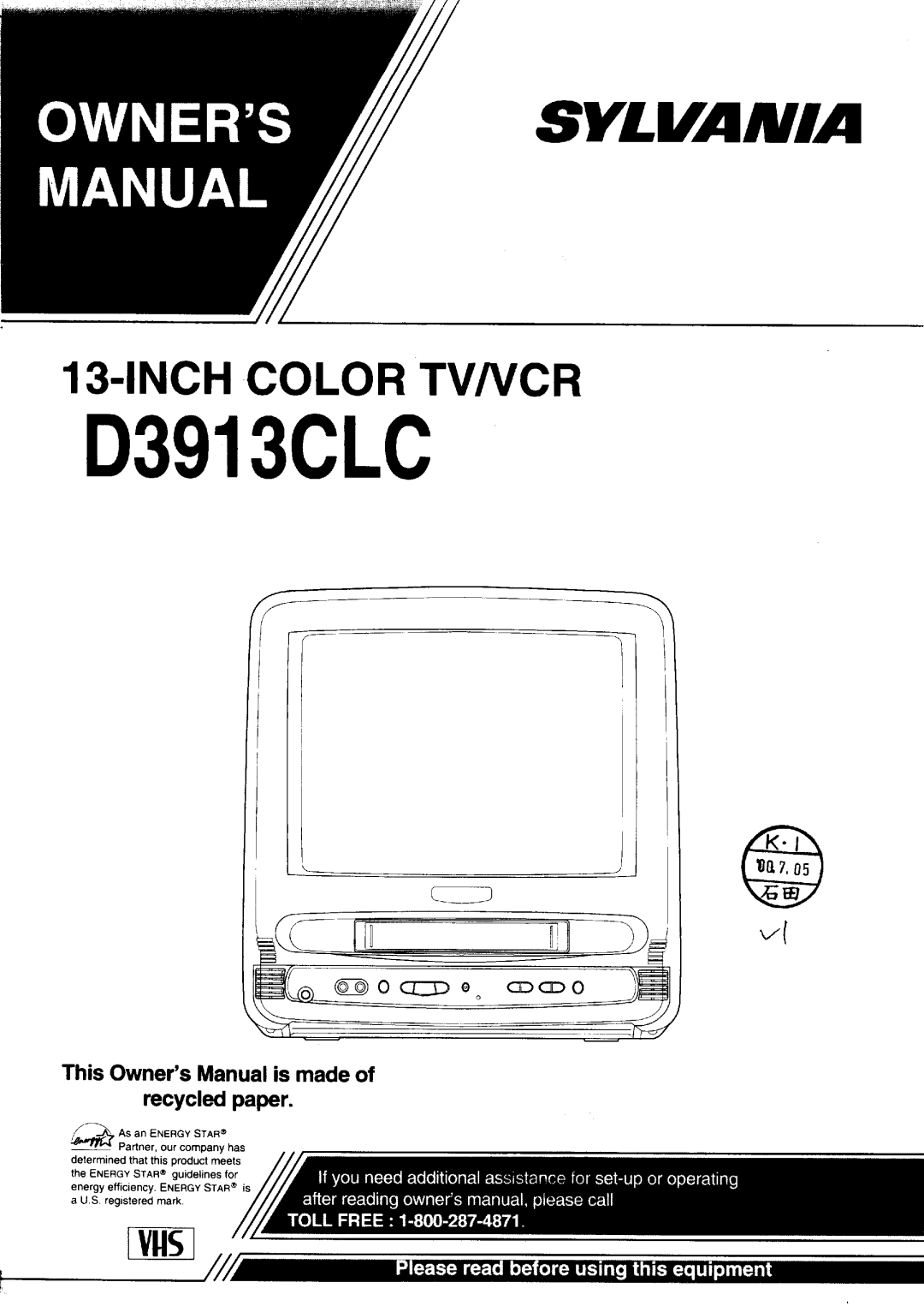 Sylvania D3913CLC manual 