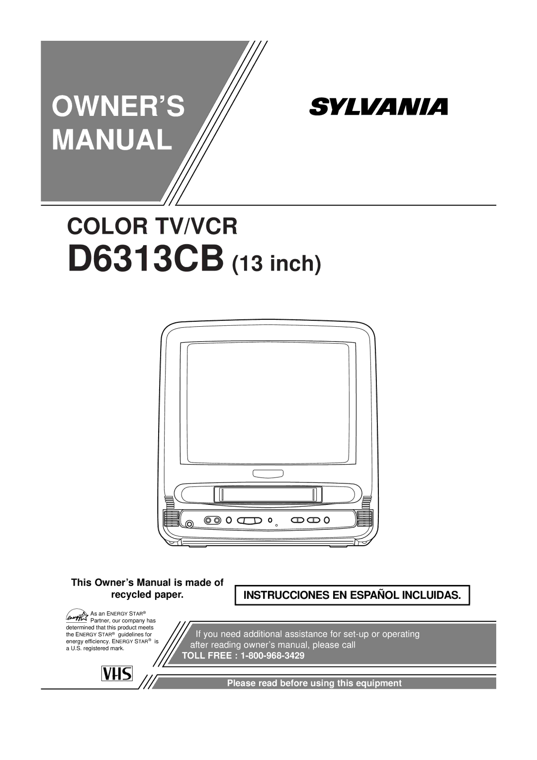 Sylvania D6313CB owner manual OWNER’S Manual 