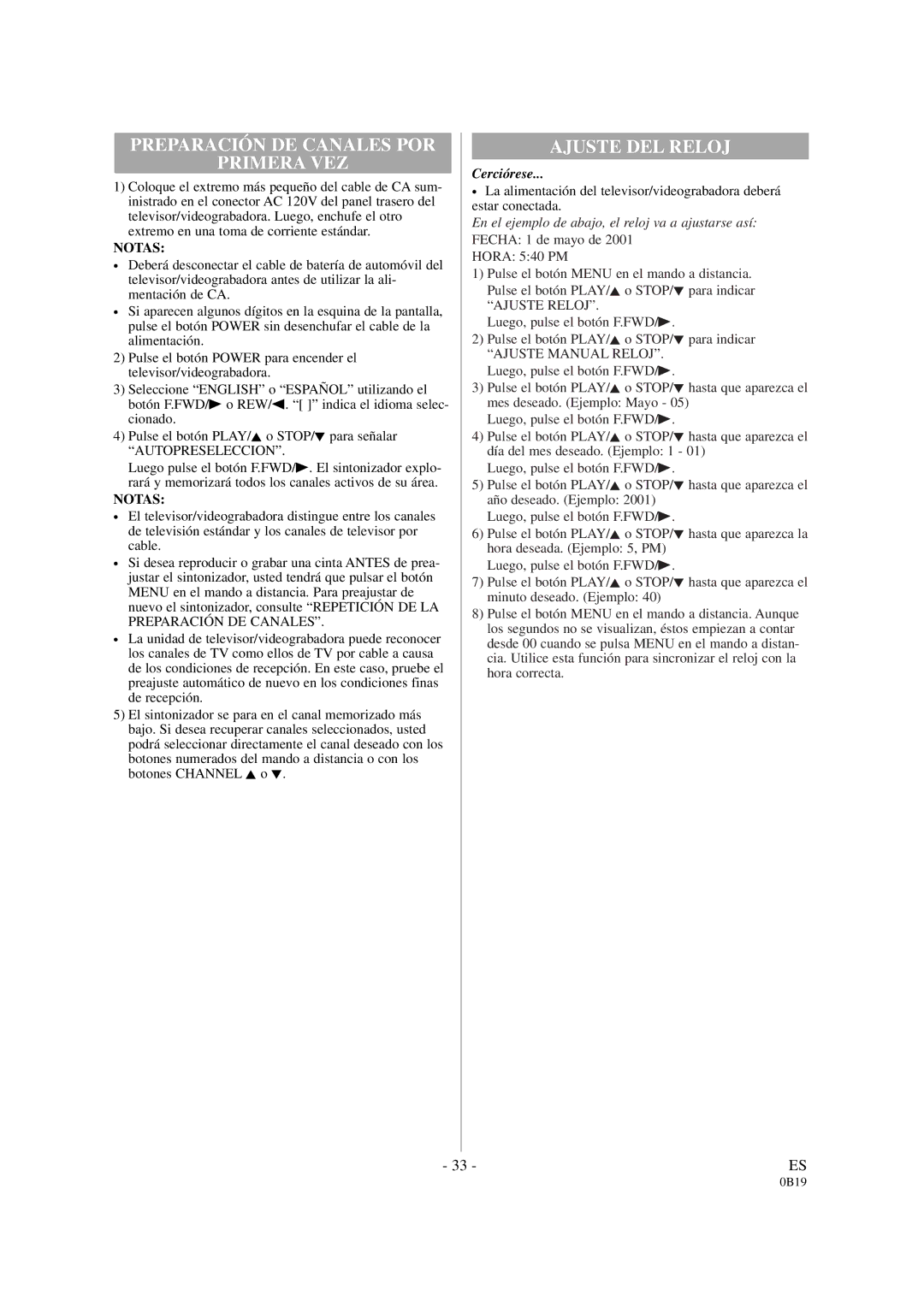 Sylvania D6313CB owner manual Preparación DE Canales POR Primera VEZ 