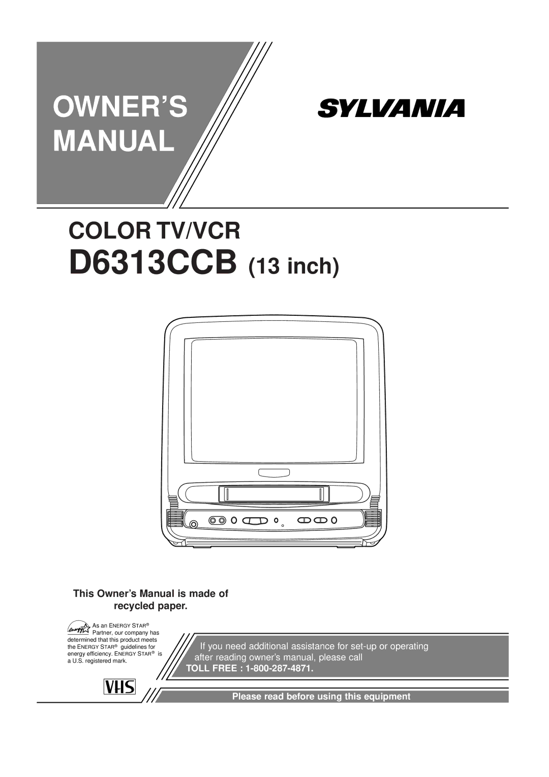 Sylvania owner manual D6313CCB 13 inch 