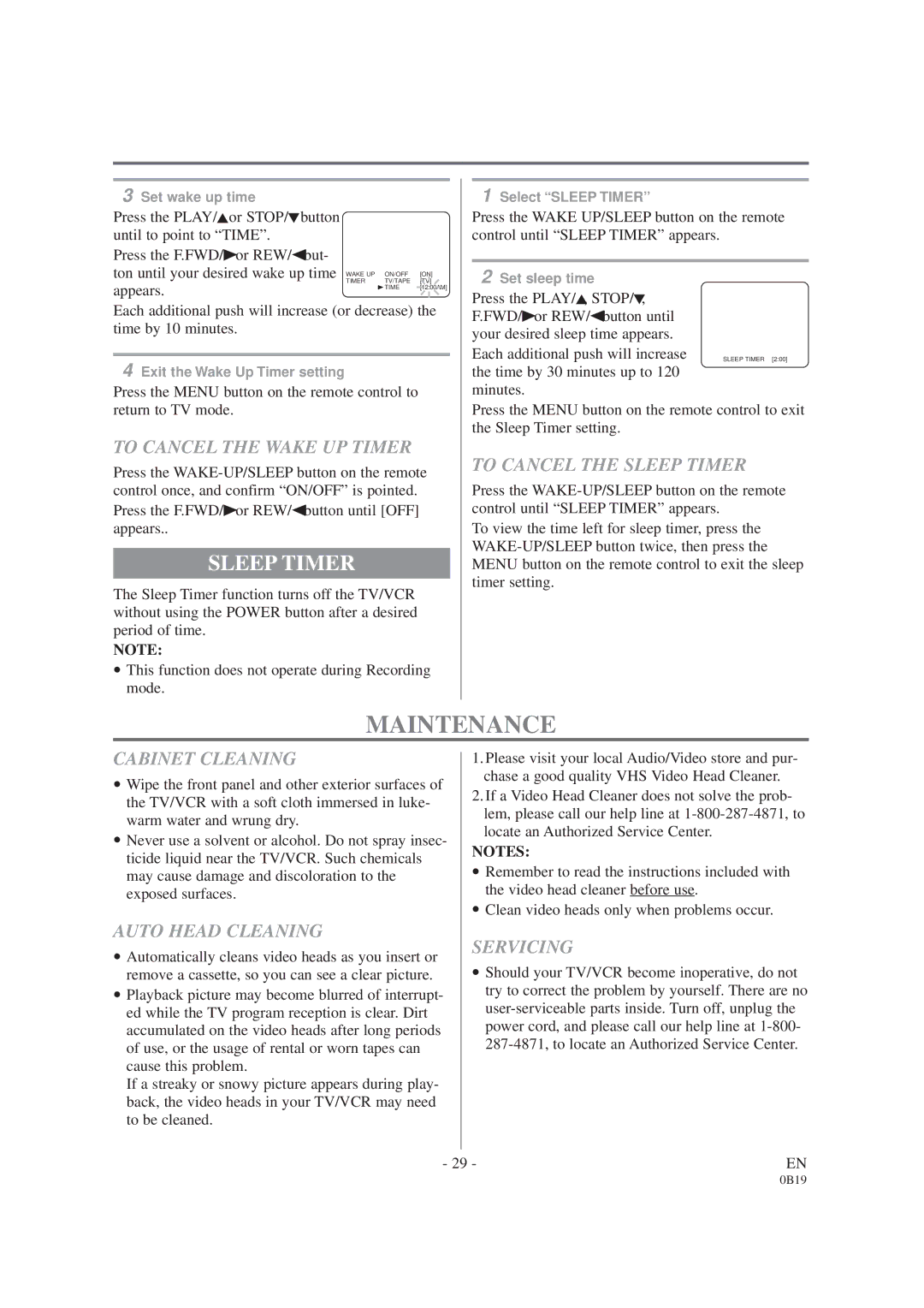 Sylvania D6313CCB owner manual Maintenance, Sleep Timer 