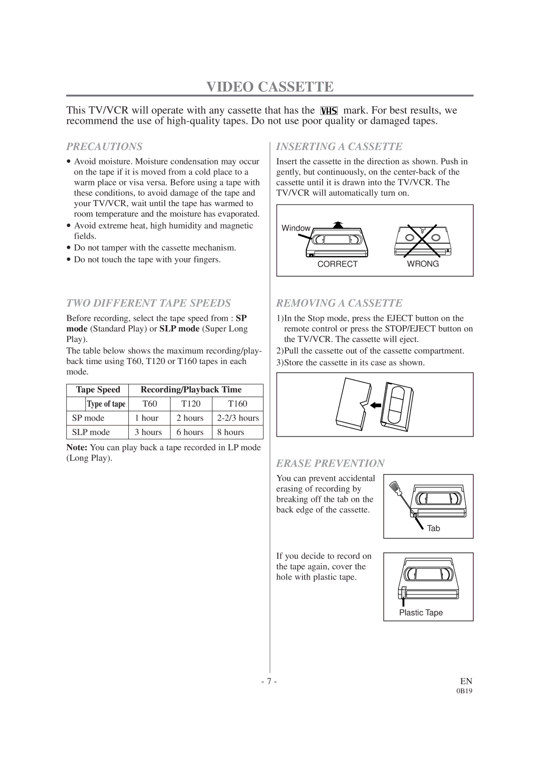 Sylvania D6313CCB owner manual Video Cassette 