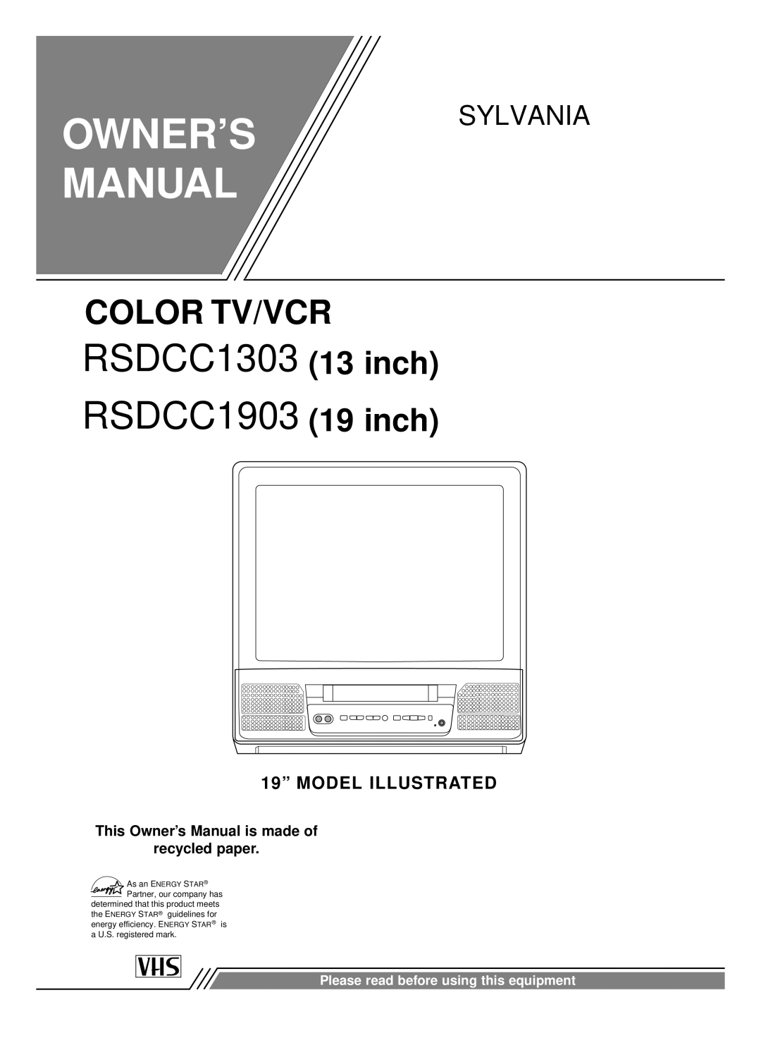 Sylvania owner manual RSDCC1303 RSDCC1903 