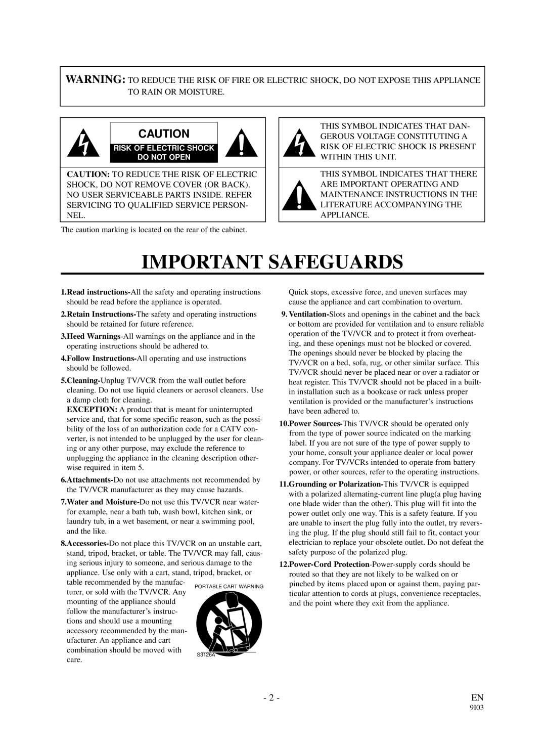 Sylvania DCC1903 owner manual Important Safeguards 