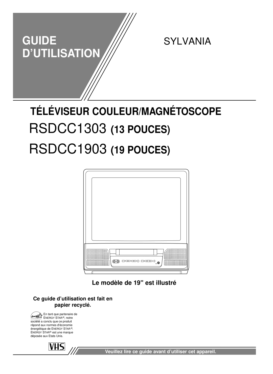 Sylvania DCC1903 owner manual Guide D’UTILISATION 