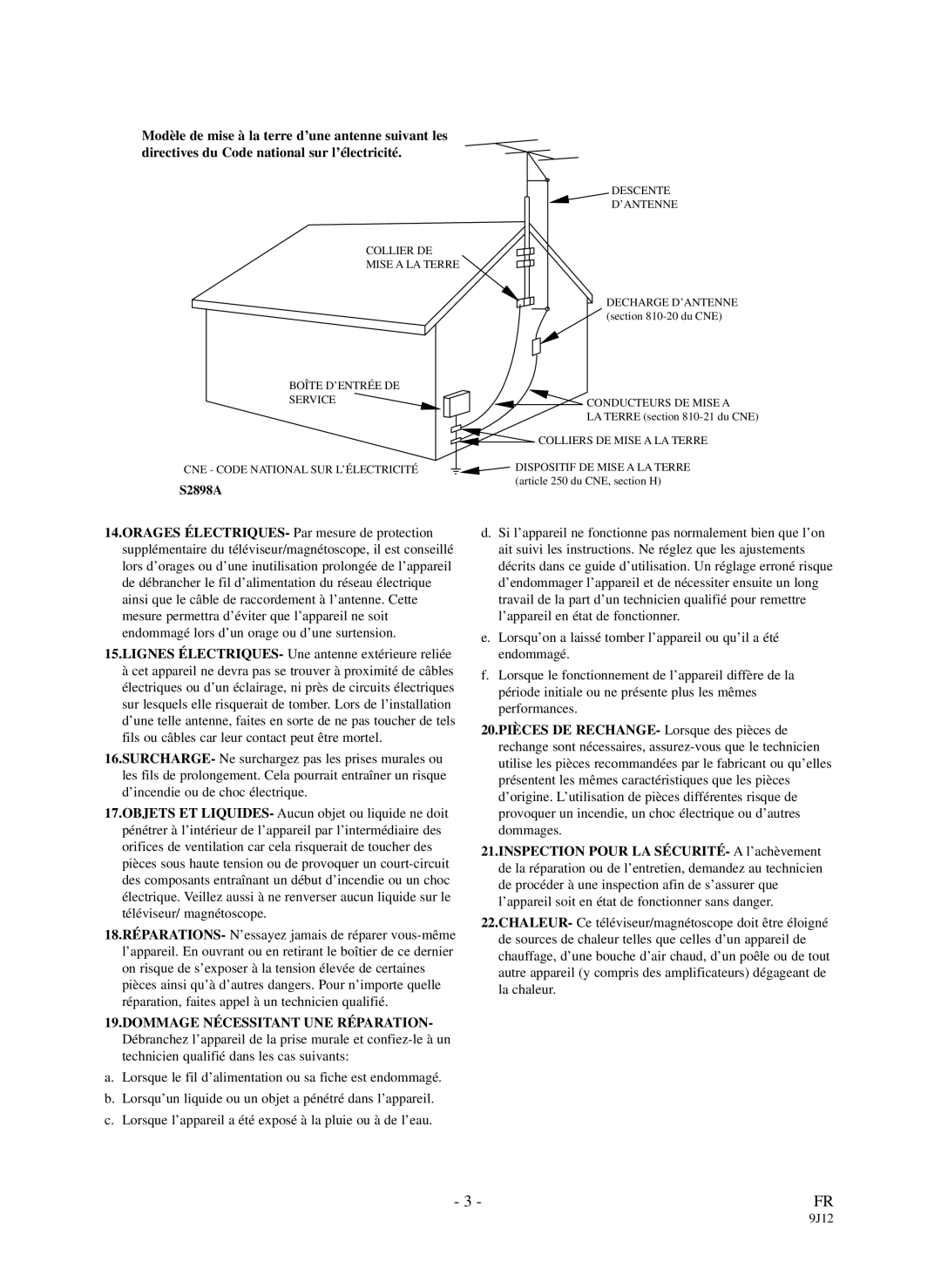 Sylvania DCC1903 owner manual Dommage Nécessitant UNE Réparation 