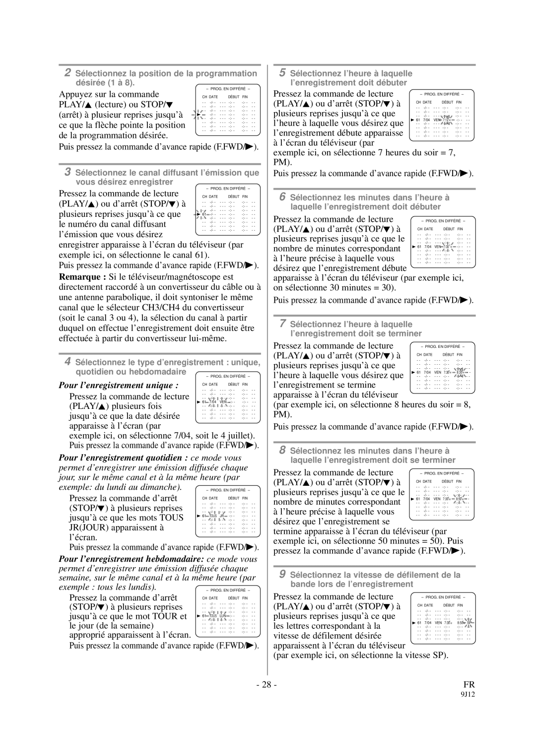 Sylvania DCC1903 owner manual Appuyez sur la commande 