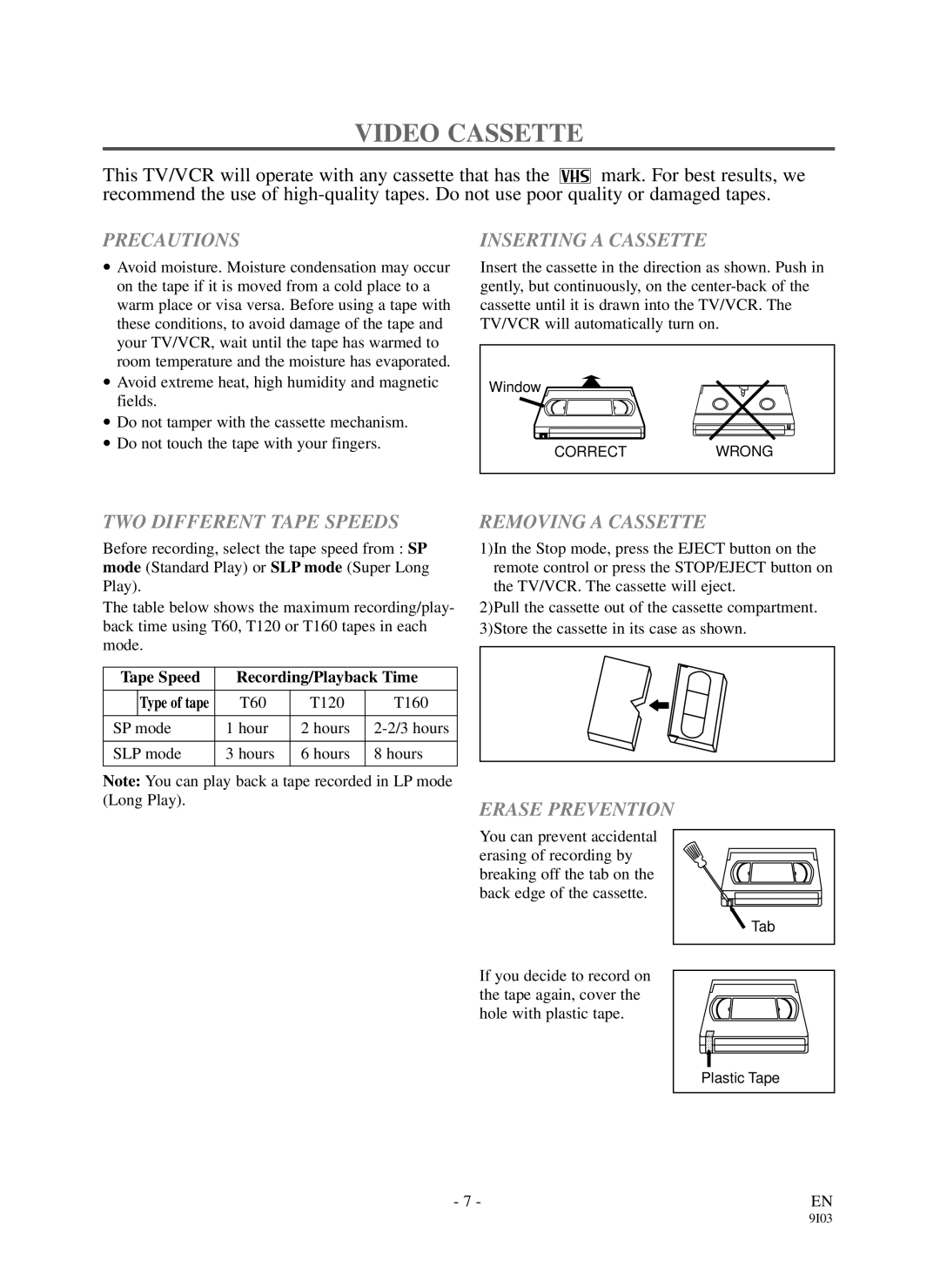 Sylvania DCC1903 owner manual Video Cassette 