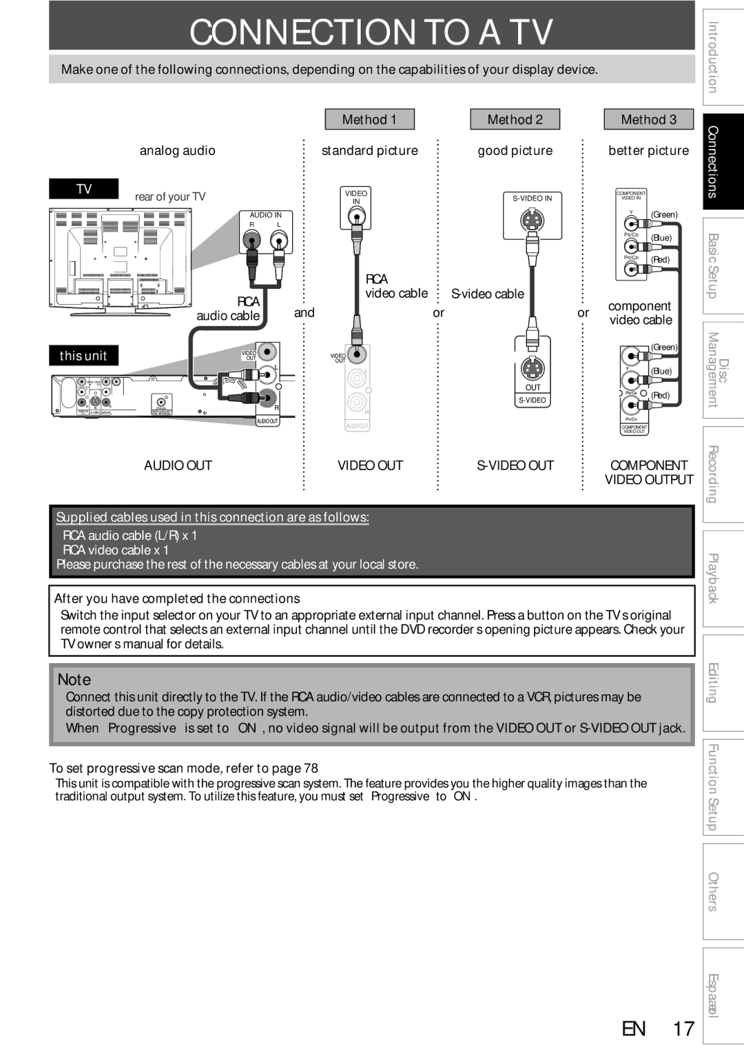 Sylvania DigitalVideoDiscRecorder owner manual Connection to a TV, Connections Basic, This unit, Audio OUT Video OUT 