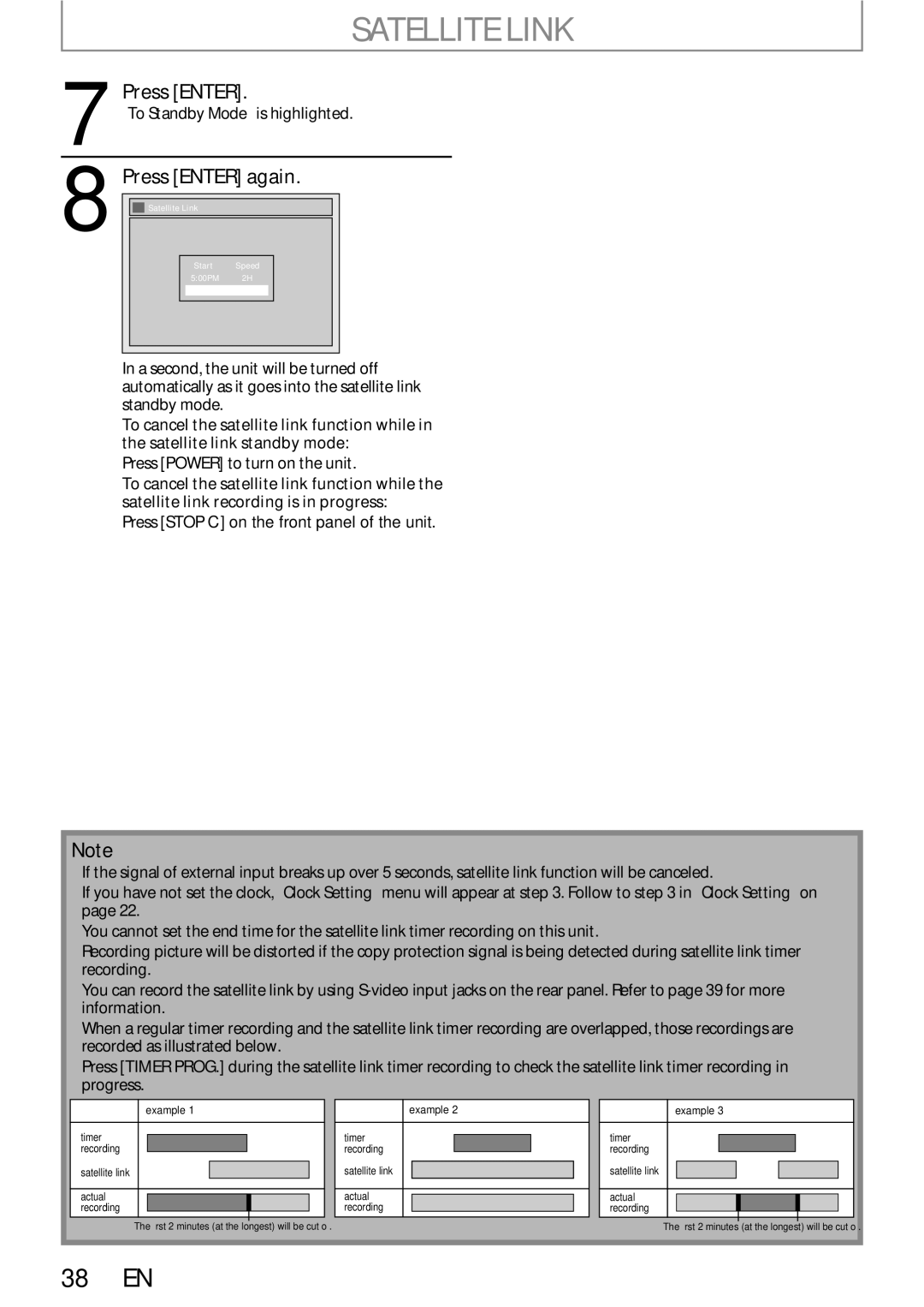 Sylvania DigitalVideoDiscRecorder owner manual Satellite Link, Press Enter again, To Standby Mode is highlighted 