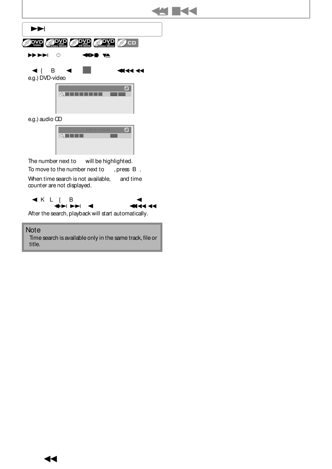 Sylvania DigitalVideoDiscRecorder owner manual Time Search, Audio CD 