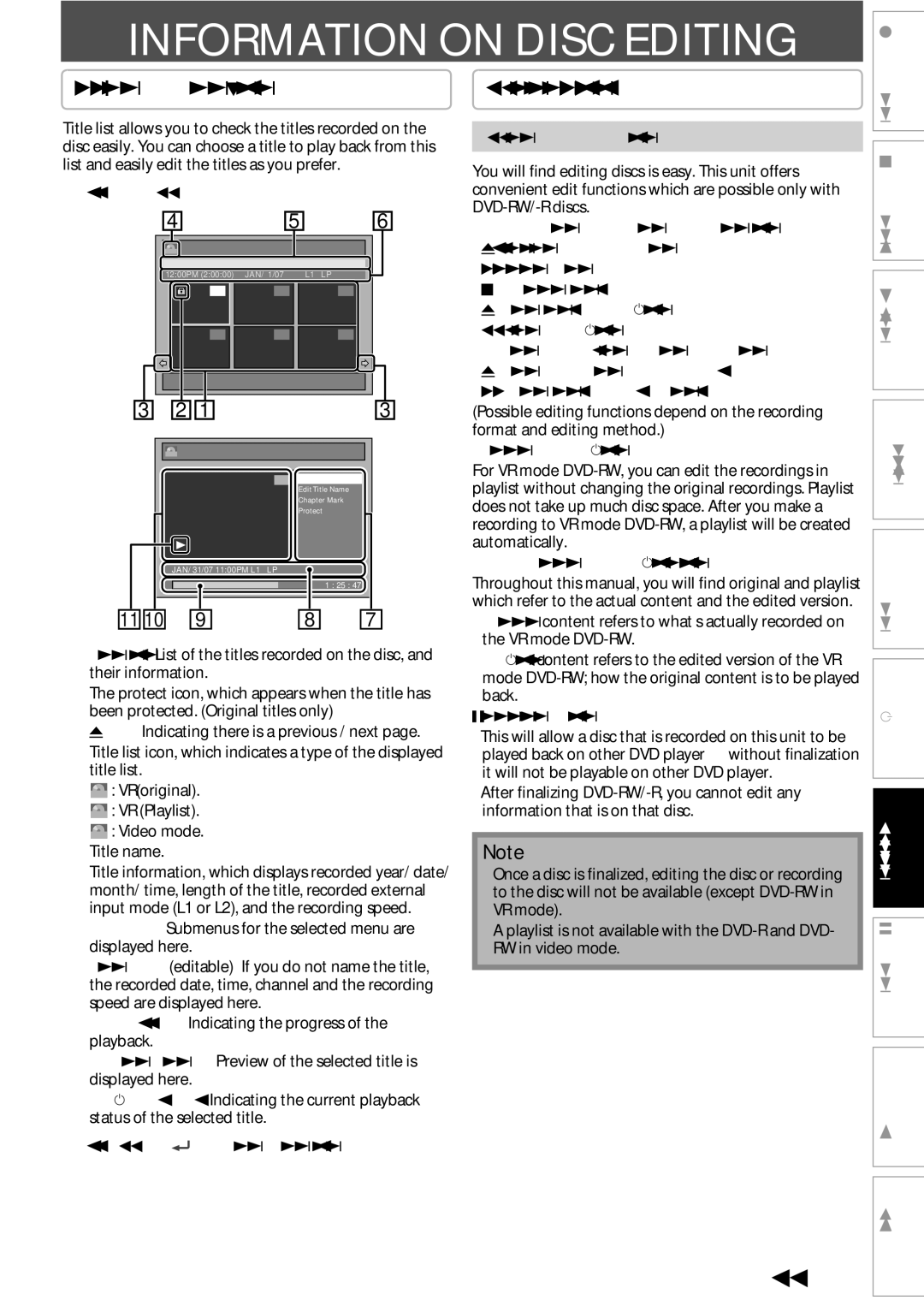 Sylvania DigitalVideoDiscRecorder owner manual Information on Disc Editing, Guide to a Title List 