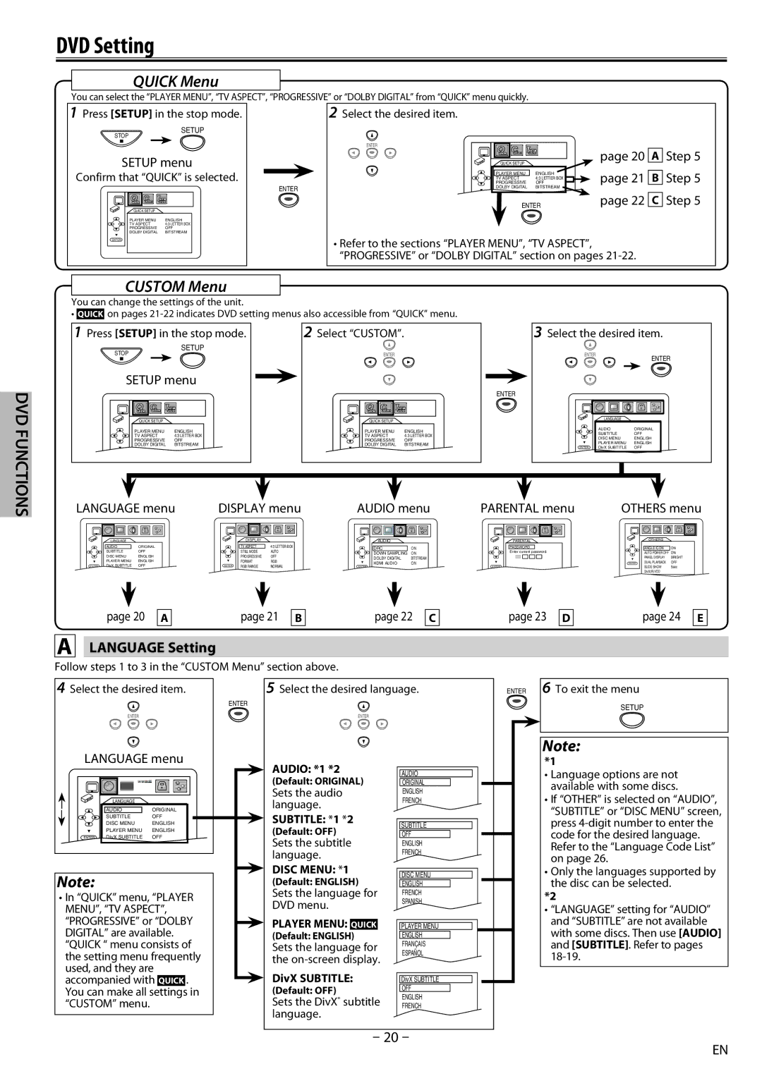 Sylvania DP170SL8 owner manual DVD Setting, Language Setting, Disc Menu *1 