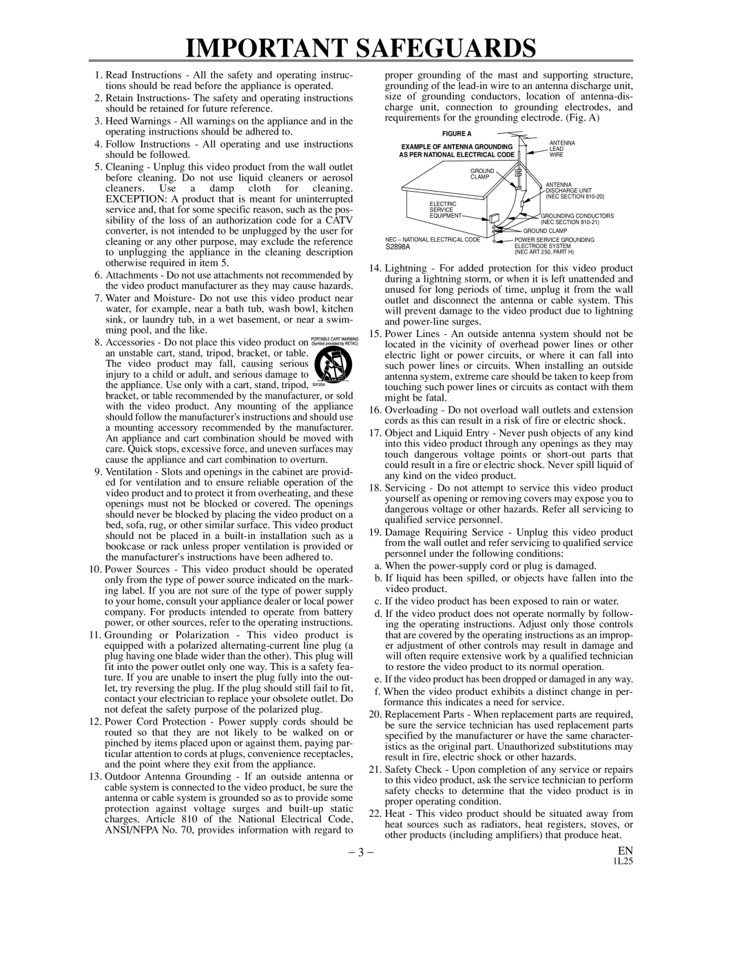 Sylvania DVC800C owner manual Important Safeguards 