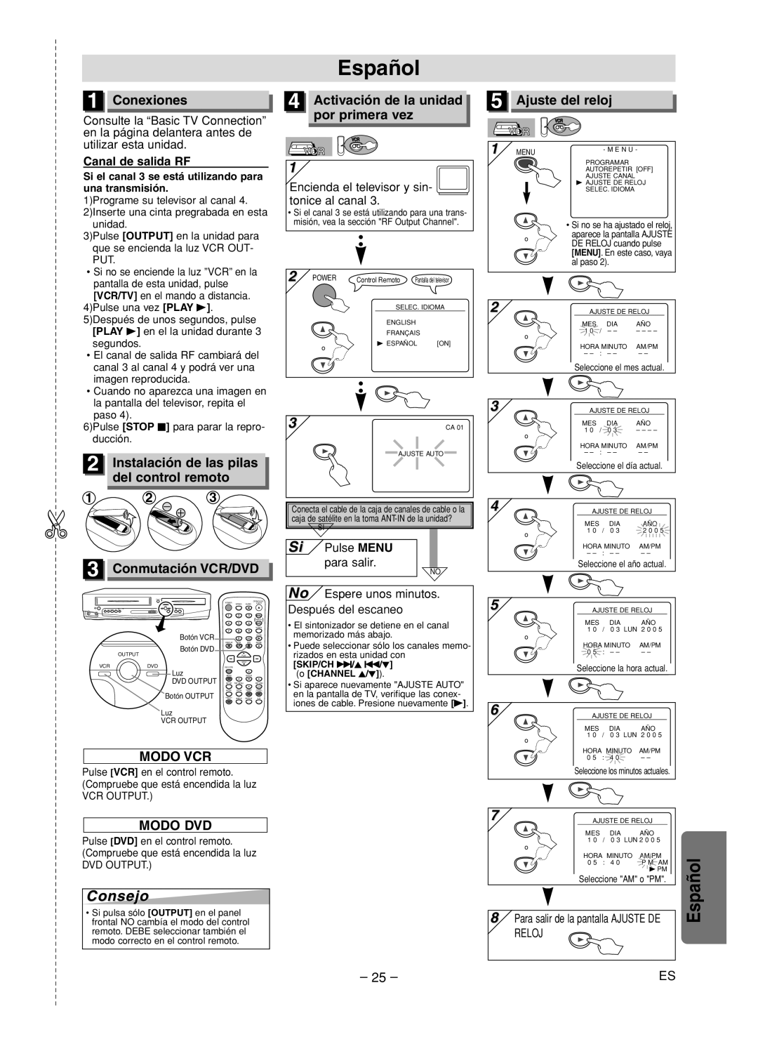 Sylvania DVC840F owner manual Español, Consejo 