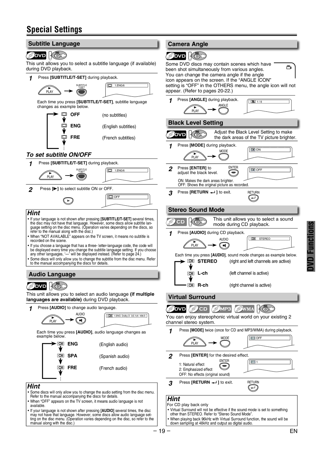 Sylvania DVC840G owner manual Special Settings 