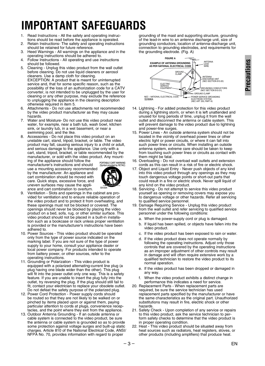 Sylvania DVC840G owner manual Important Safeguards 