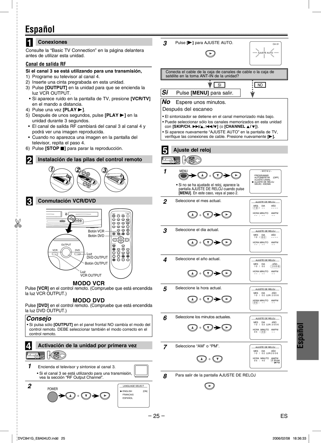 Sylvania DVC841G owner manual Español, Consejo 