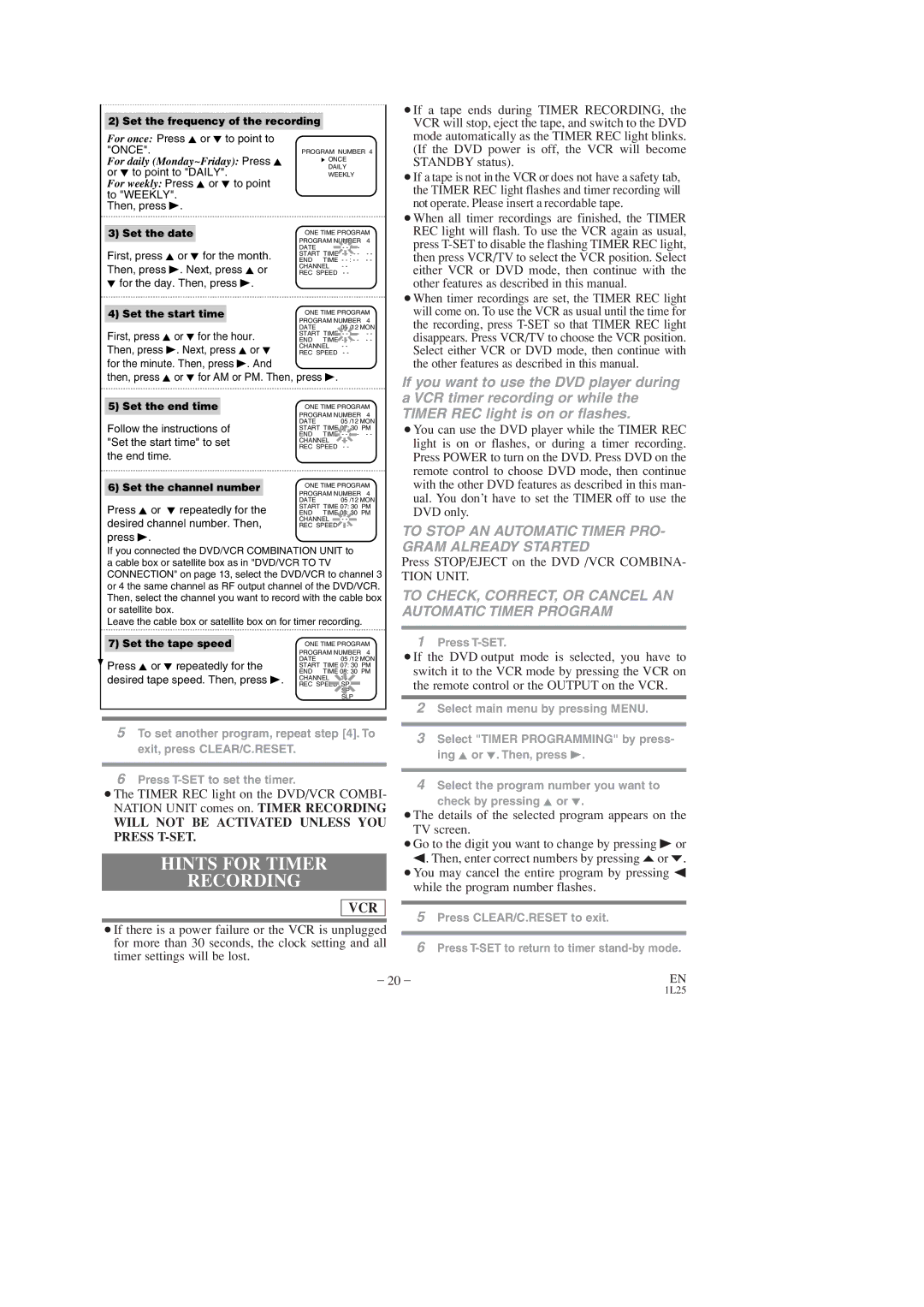 Sylvania DVC860D owner manual Hints for Timer, To Stop AN Automatic Timer PRO- Gram Already Started 