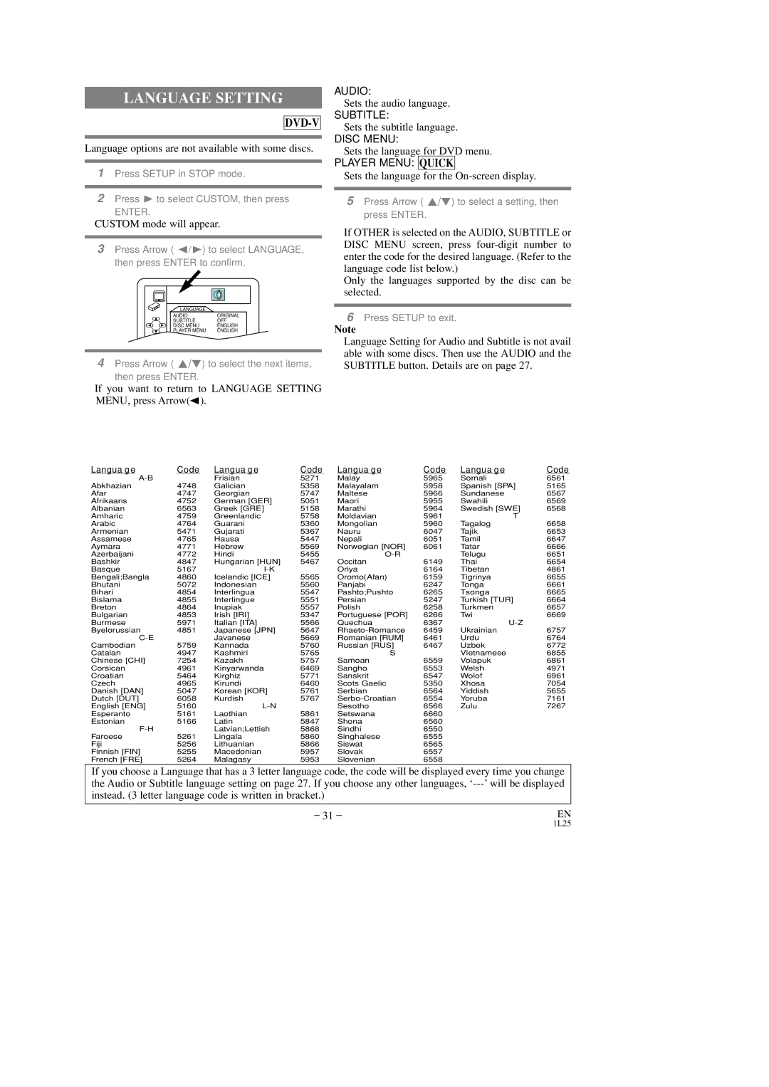 Sylvania DVC860D owner manual Language Setting 