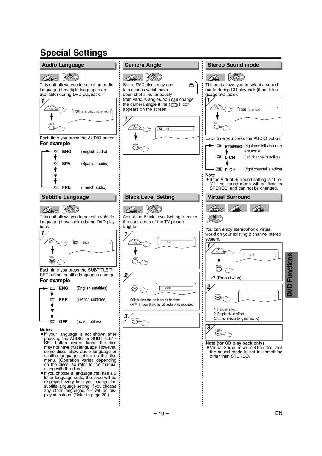 Sylvania DVC860E owner manual Special Settings 