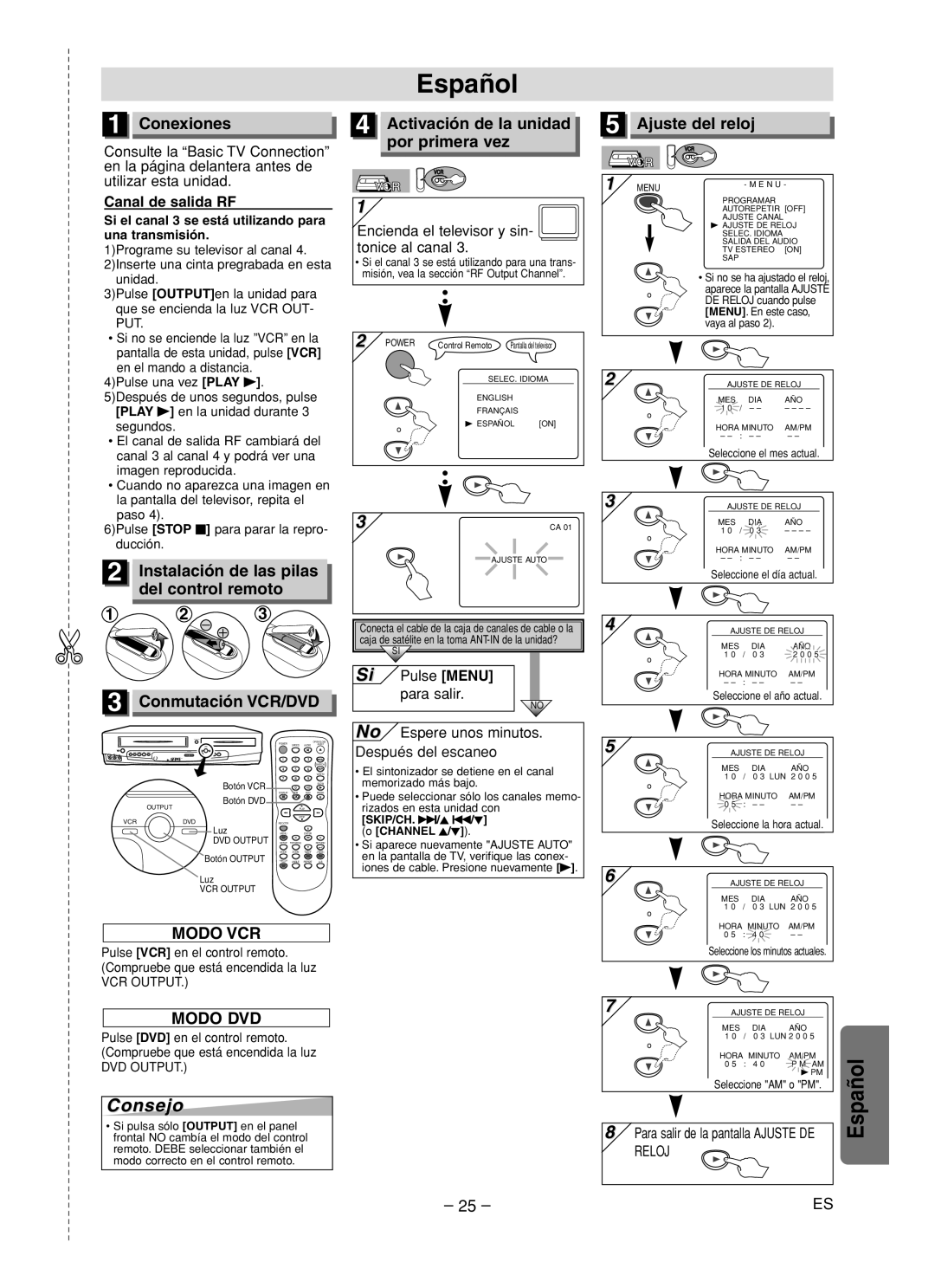 Sylvania DVC860F owner manual Español, Consejo 