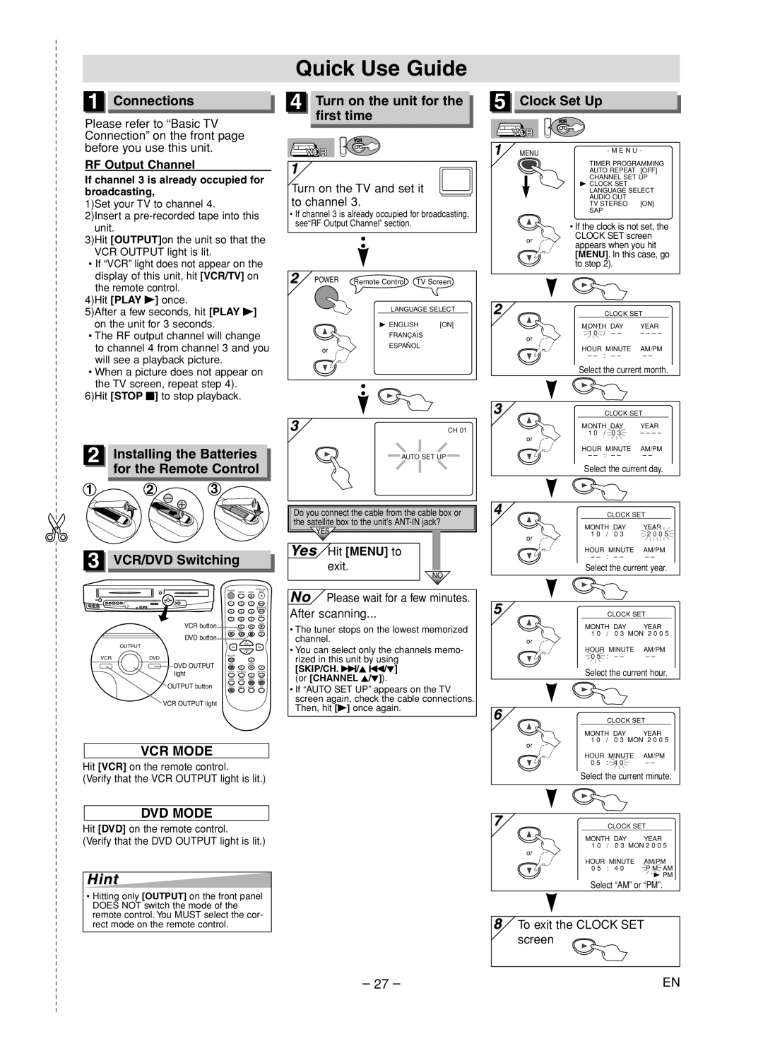 Sylvania DVC860F owner manual Quick Use Guide 