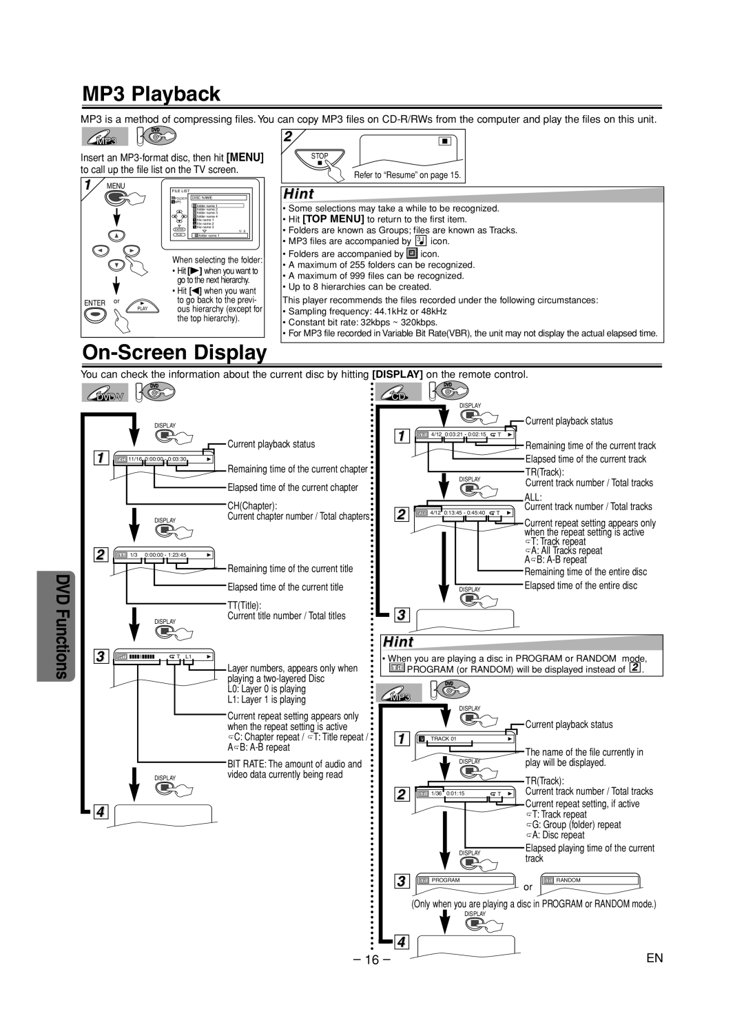 Sylvania DVC860F owner manual When selecting the folder 