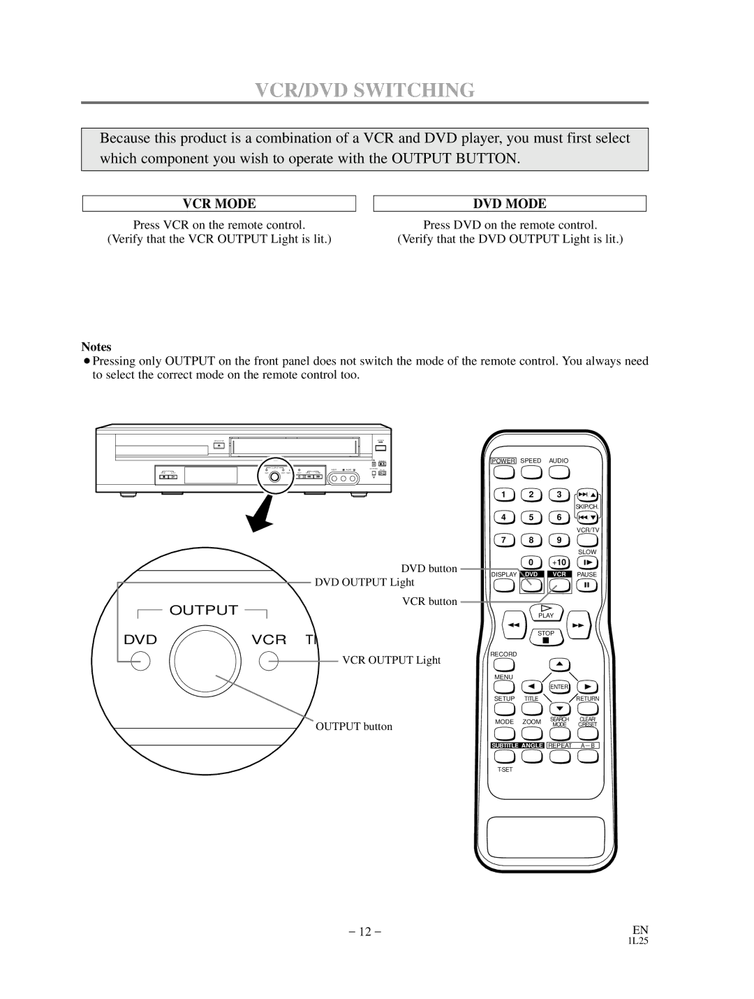 Sylvania DVC880D owner manual VCR/DVD Switching, DVD Mode 