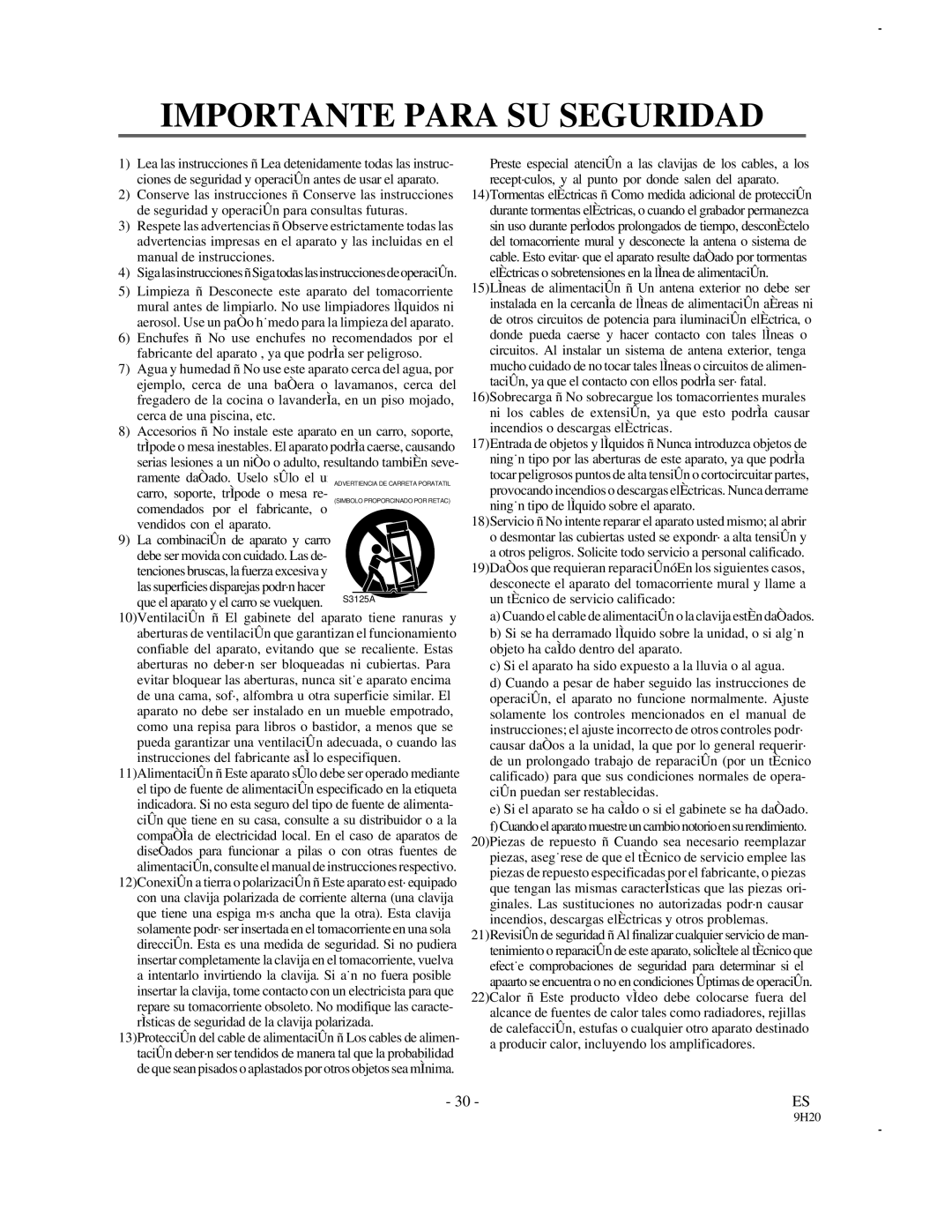 Sylvania DVL1000 owner manual Importante Para SU Seguridad 