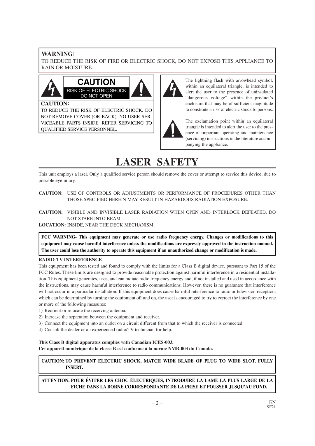 Sylvania DVL100B owner manual Laser Safety 