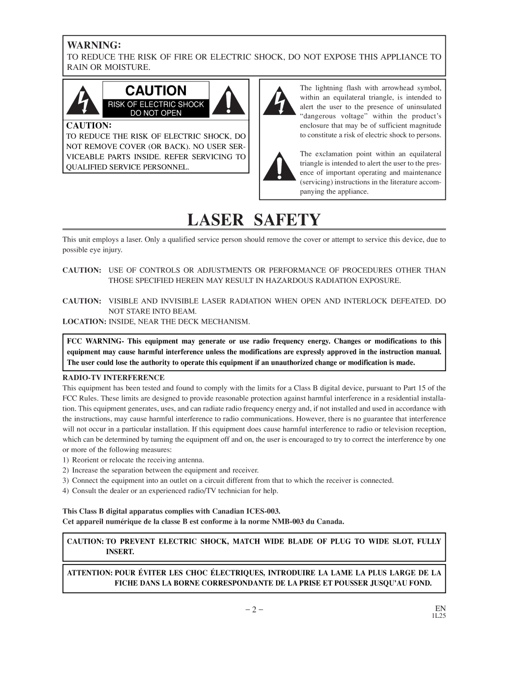 Sylvania DVL100C owner manual Laser Safety 